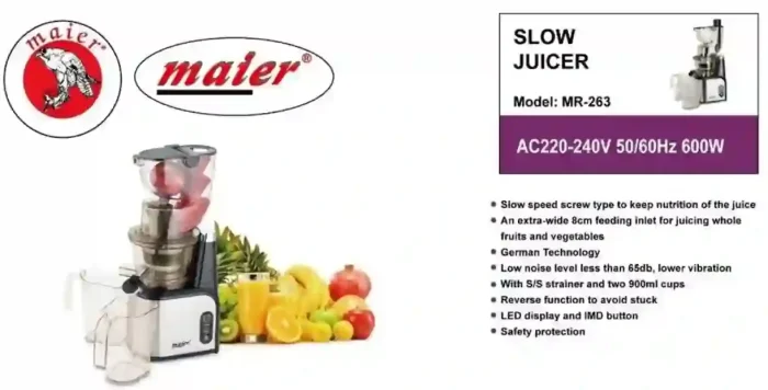 عصاره گیر مایر مدل MR263 ظرفیت ۰.۵ لیتر تک کاره ۶۰۰ وات - تصویر 4